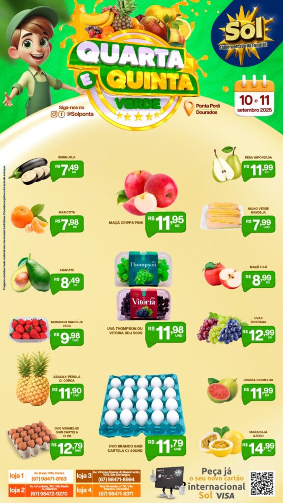 Confira as ofertas da Quarta e Quinta Verde do Supermercado Sol