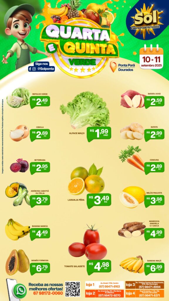 Confira as ofertas da Quarta e Quinta Verde do Supermercado Sol