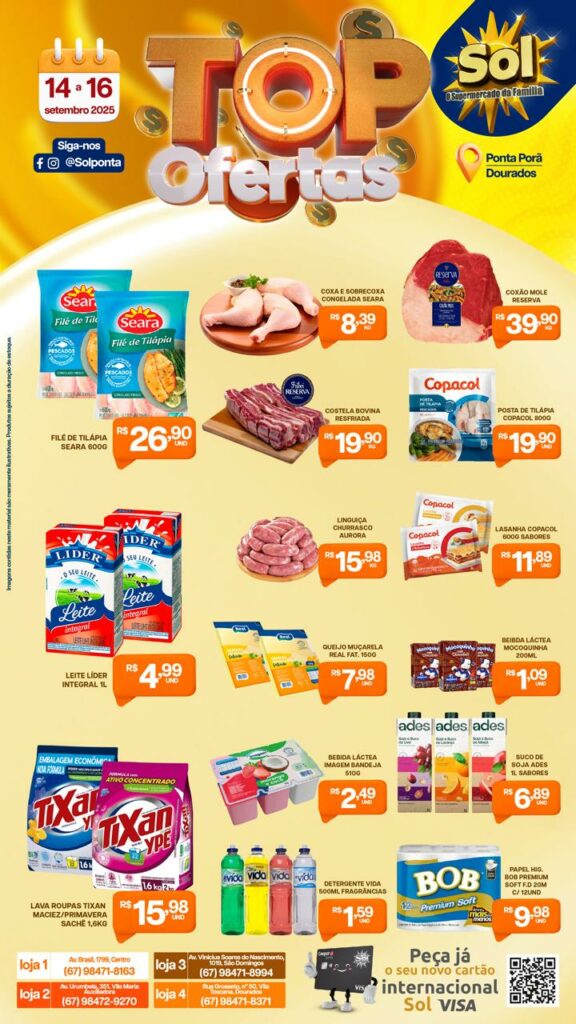 Confira as Top Ofertas do supermercado Sol