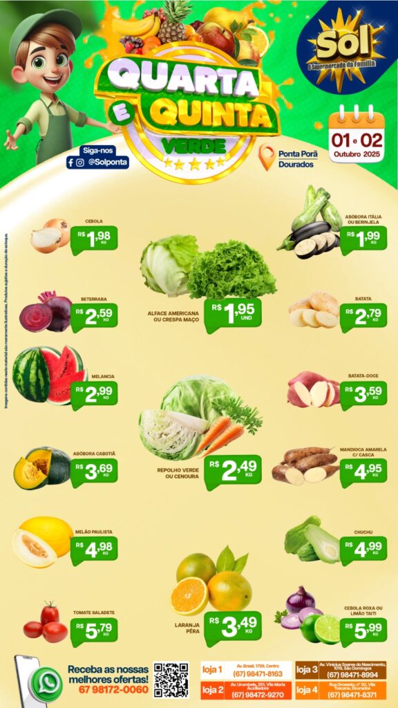 Supermercado Sol e as ofertas da quarta e quinta verde