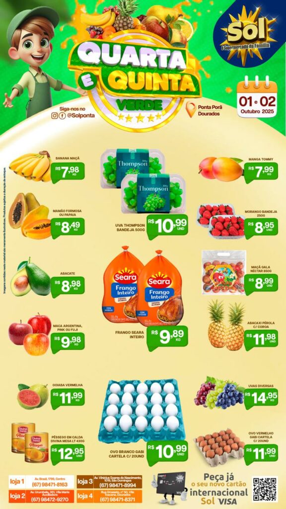 Supermercado Sol e as ofertas da quarta e quinta verde