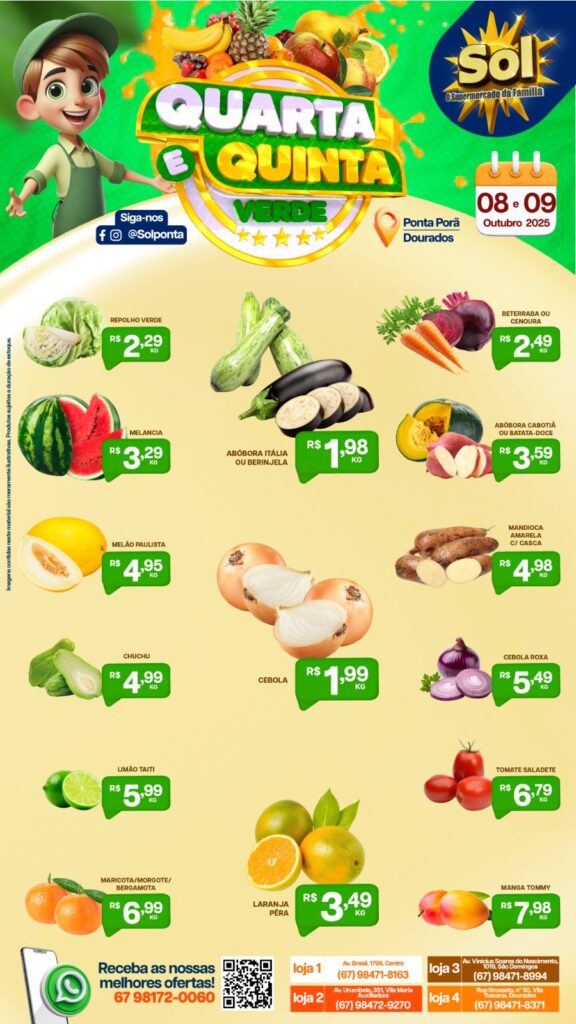 Supermercado Sol e as ofertas da quarta e quinta verde