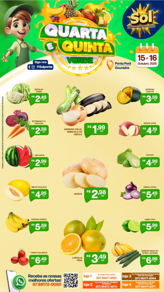 Supermercado Sol e as ofertas da quarta e quinta verde Supermercado Sol e as ofertas da quarta e quinta verde
