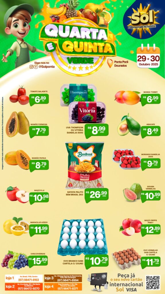 Supermercado Sol e as ofertas da quarta e quinta verde Supermercado Sol e as ofertas da quarta e quinta verde