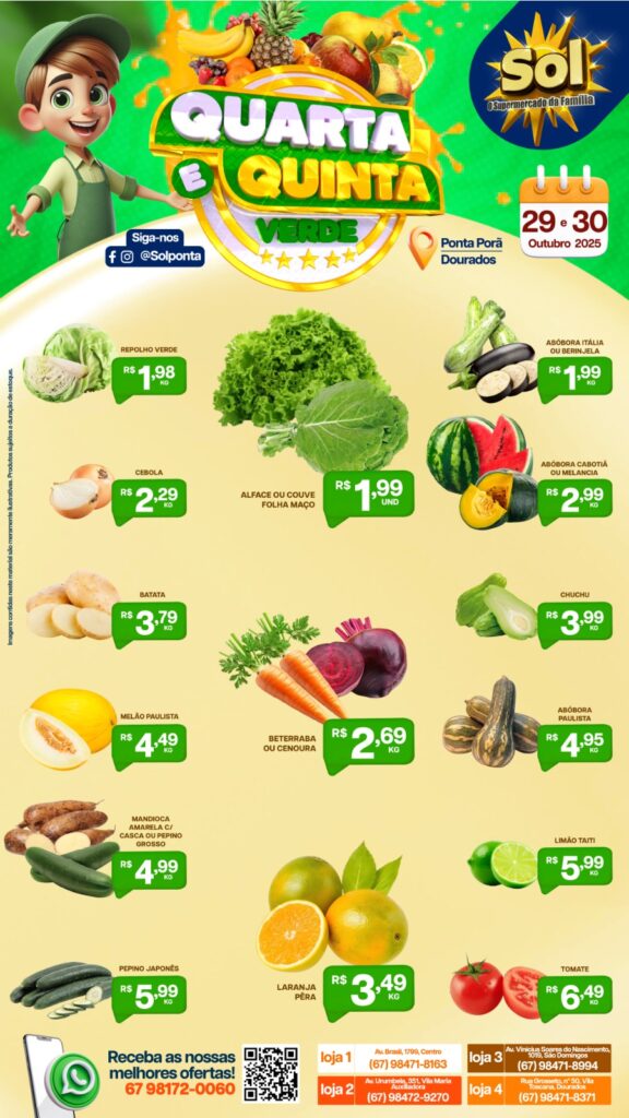 Supermercado Sol e as ofertas da quarta e quinta verde Supermercado Sol e as ofertas da quarta e quinta verde