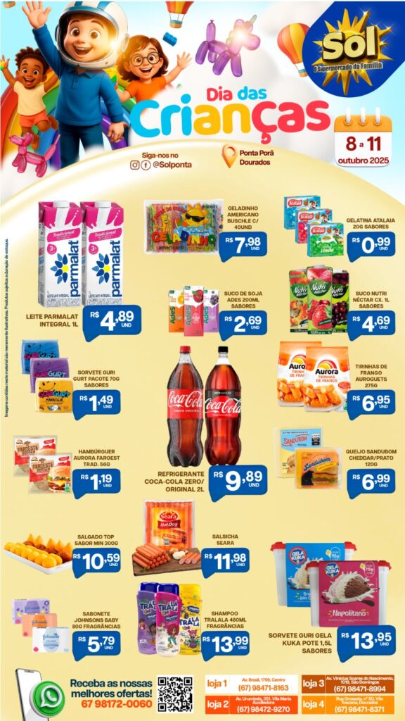 Ofertas Dia das Crianças no Supermercado Sol