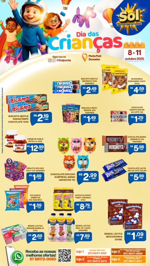 Ofertas Dia das Crianças no Supermercado Sol
