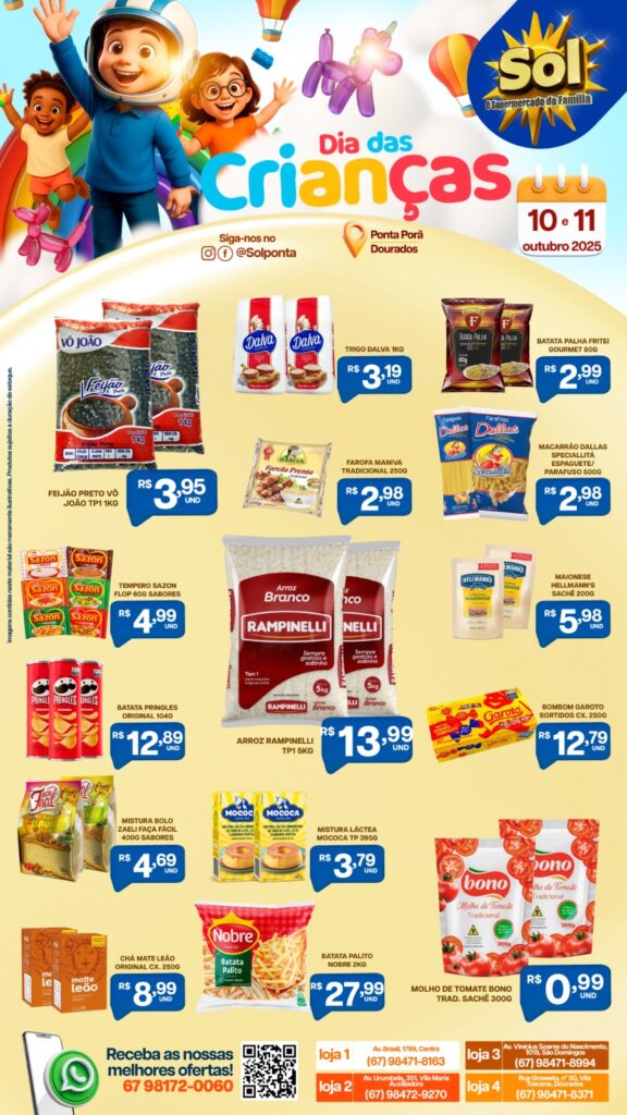Ofertas Dia das Crianças no Supermercado Sol