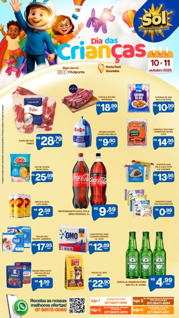 Ofertas Dia das Crianças no Supermercado Sol