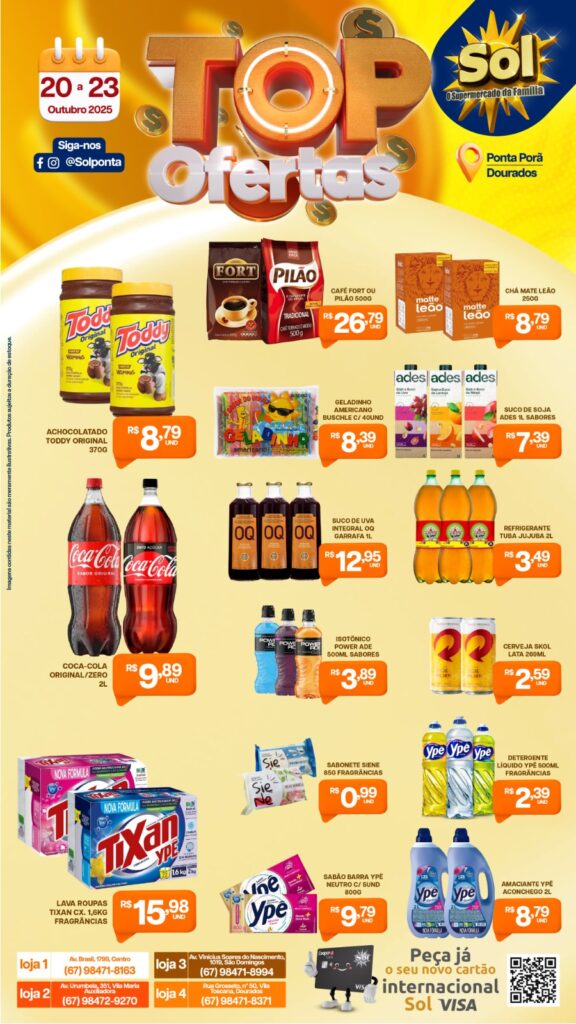 Confira as ofertas dessa quarta e quinta do Supermercado Sol