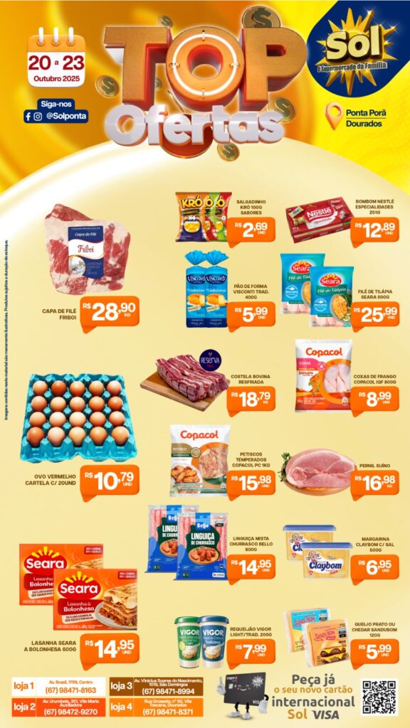Confira as ofertas dessa quarta e quinta do Supermercado Sol