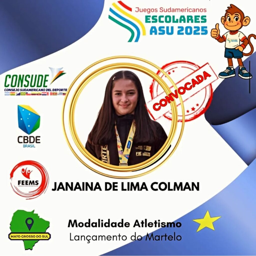 Atleta do MS representa o Brasil no Jogos Sul-americanos Escolares em Assunção