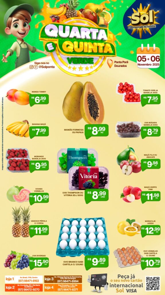 Supermercado Sol e as ofertas da quarta e quinta verde