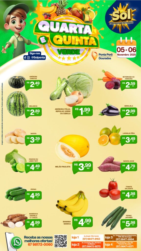 Supermercado Sol e as ofertas da quarta e quinta verde