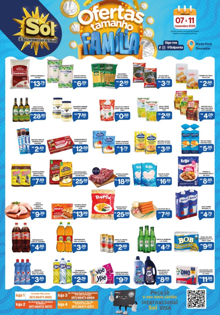 Supermercado Sol e as ofertas tamanho família