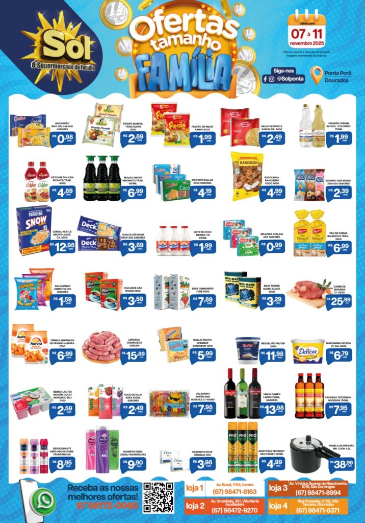 Supermercado Sol e as ofertas tamanho família