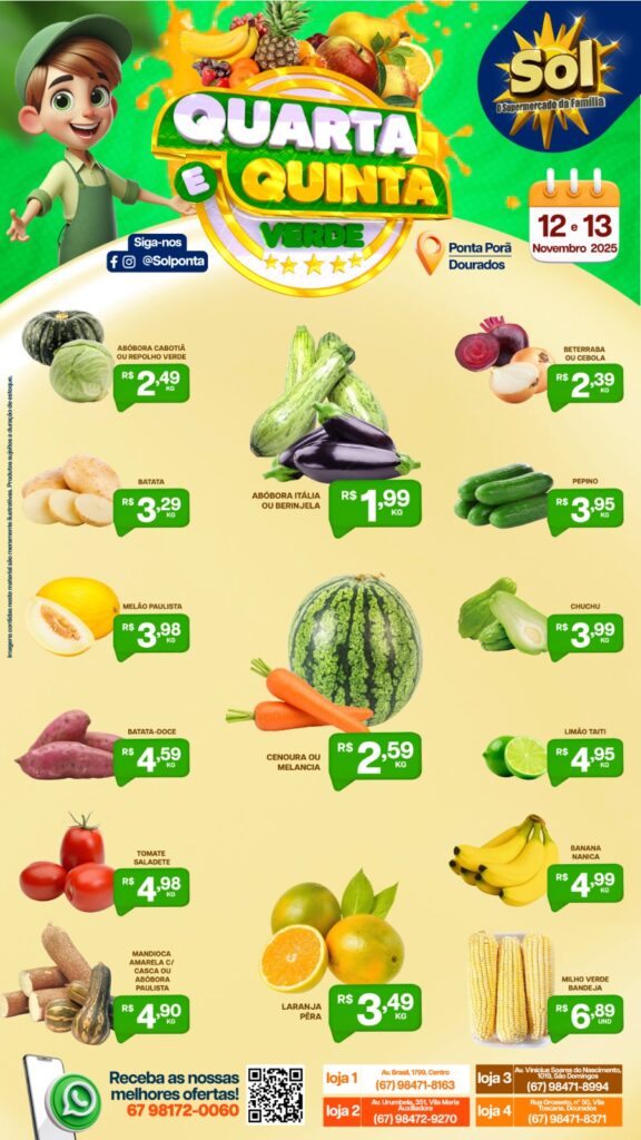 Supermercado Sol e as ofertas da quarta e quinta verde