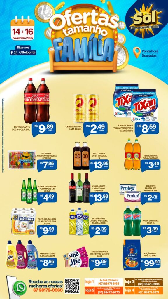 Supermercado Sol e as ofertas tamanho família