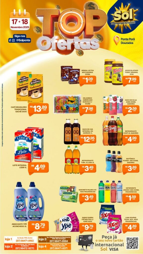 Supermercado Sol e as tops ofertas