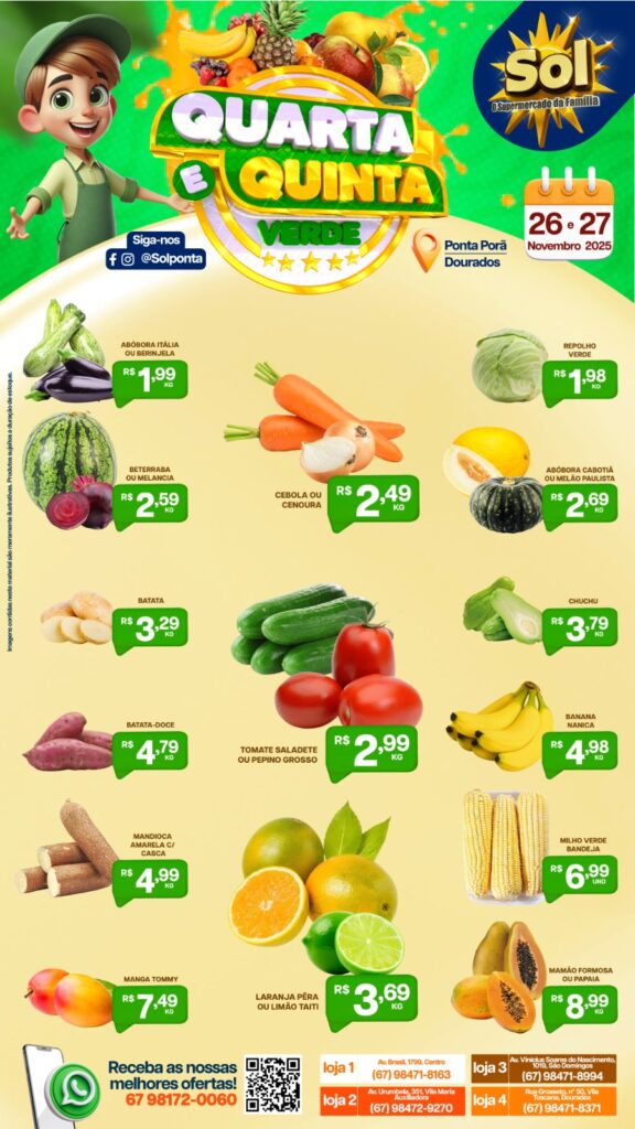 Supermercado Sol e as ofertas da quarta e quinta verde