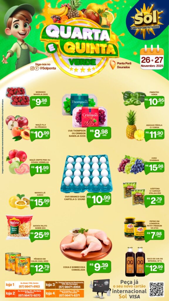 Supermercado Sol e as ofertas da quarta e quinta verde