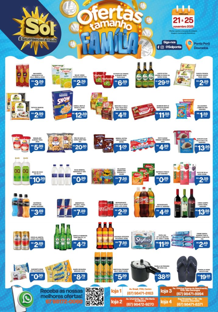 Ofertas Tamanho Família continua até terça, dia 25, no Supermercado Sol
