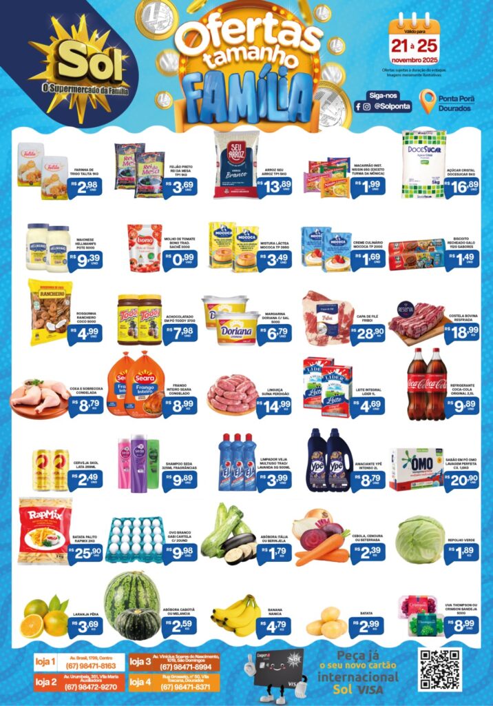 Ofertas Tamanho Família continua até terça, dia 25, no Supermercado Sol