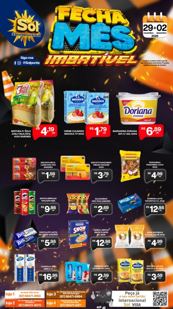Supermercado Sol e as ofertas Fecha Mês