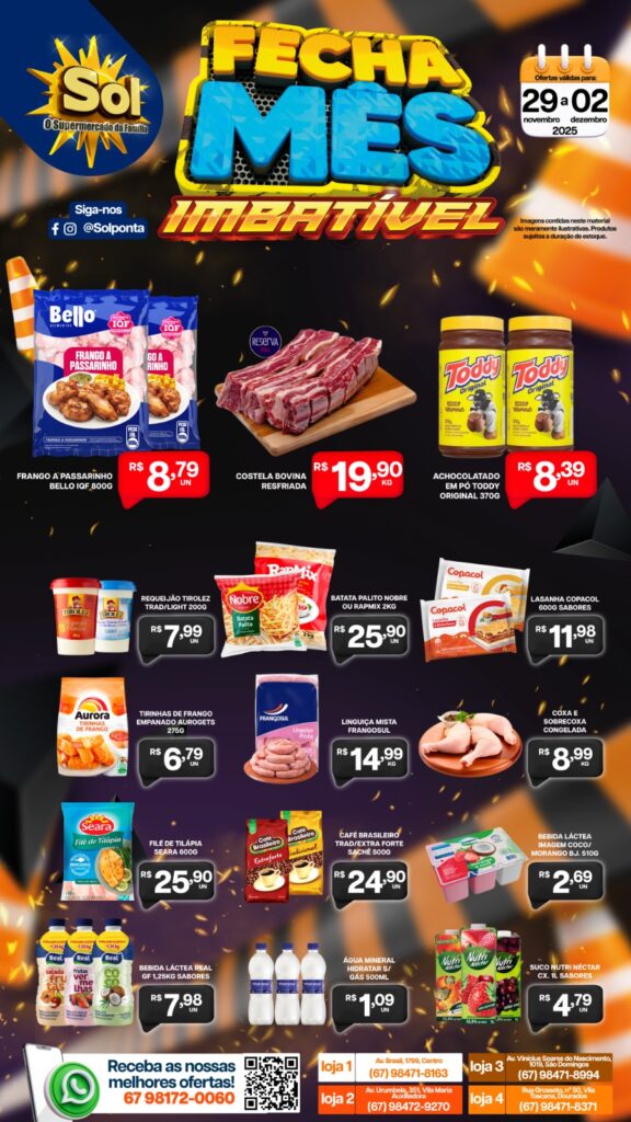 Supermercado Sol e as ofertas Fecha Mês