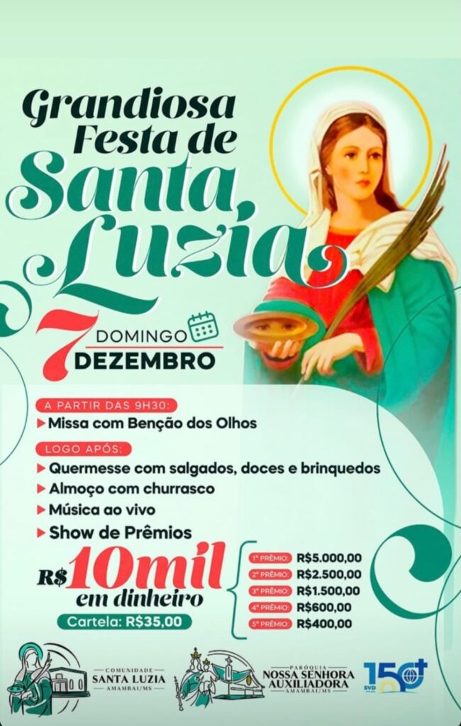 Em Amambai, Festa de Santa Luzia reúne comunidade na Vila Limeira neste domingo (7)