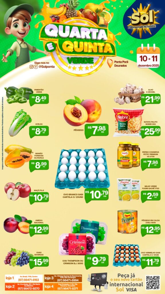 Confira ofertas da Quinta Verde do Supermercado Sol