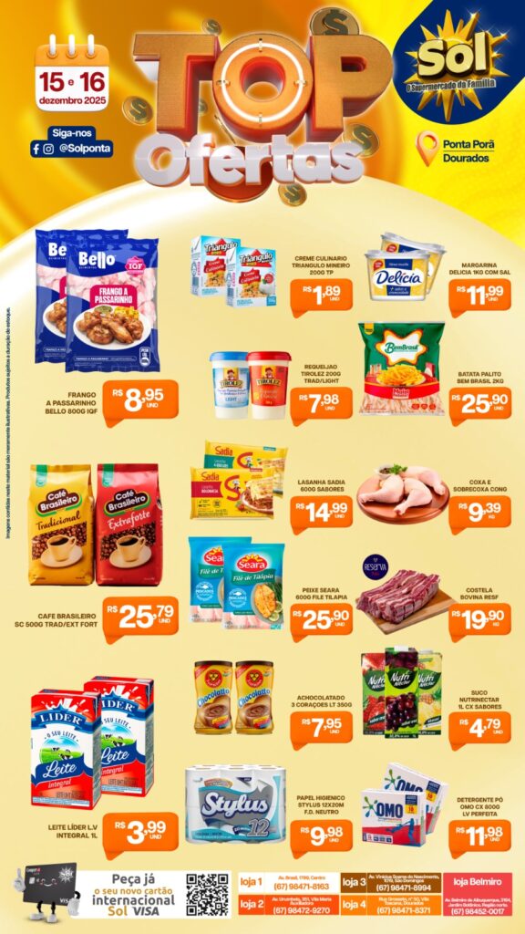 Confira a Top Ofertas do Supermercado Sol