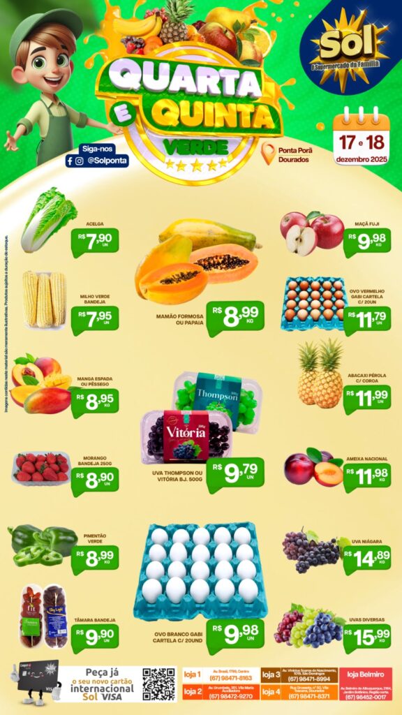 Confira as ofertas da Quinta Verde do Supermercado Sol