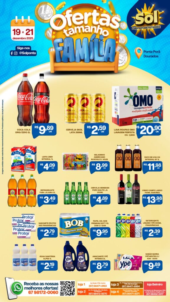 Supermercado Sol e as ofertas tamanho família