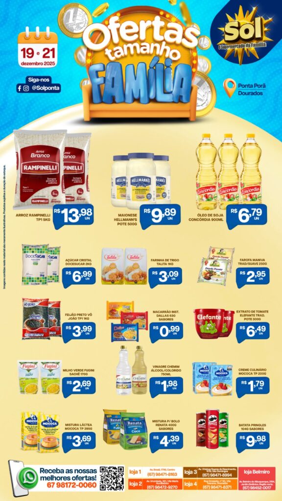 Supermercado Sol e as ofertas tamanho família
