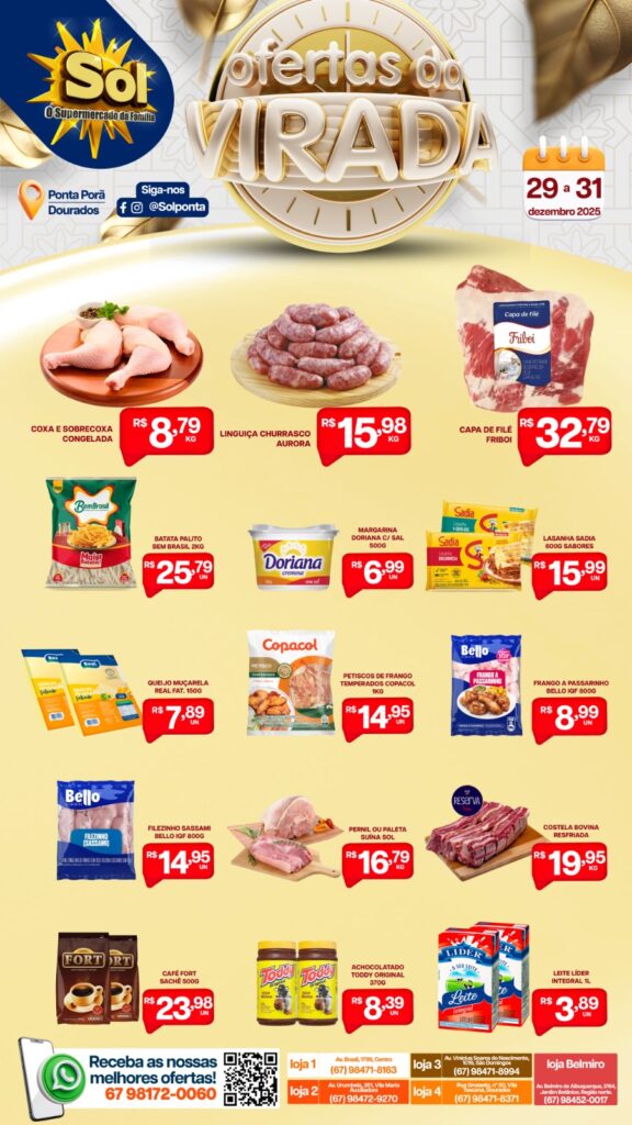 Confira ofertas da Virada do Supermercado Sol