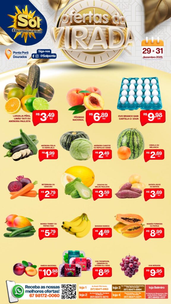Confira ofertas da Virada do Supermercado Sol