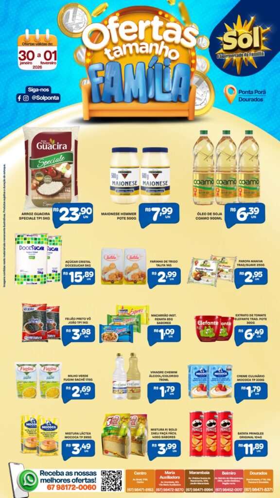 Supermercado Sol e as ofertas tamanho família