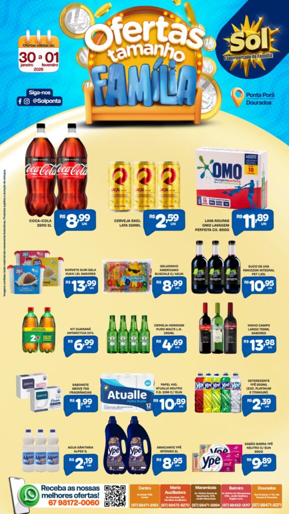 Supermercado Sol e as ofertas tamanho família