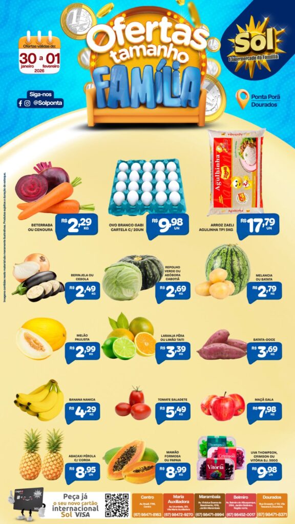 Supermercado Sol e as ofertas tamanho família