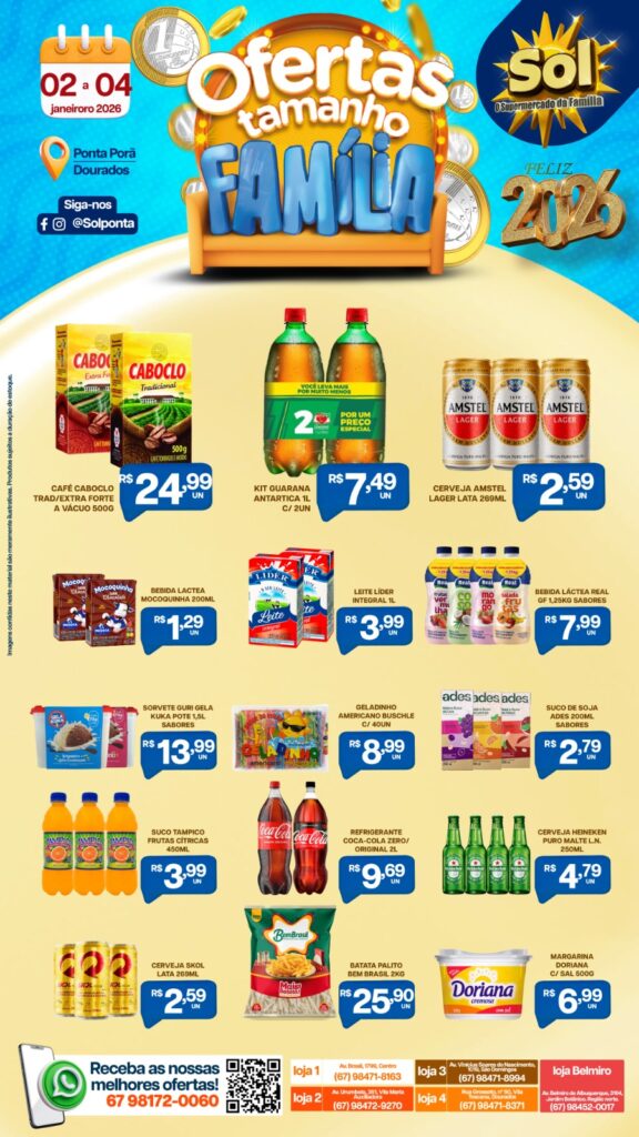 Veja as ofertas Tamanho Família do Supermercado Sol