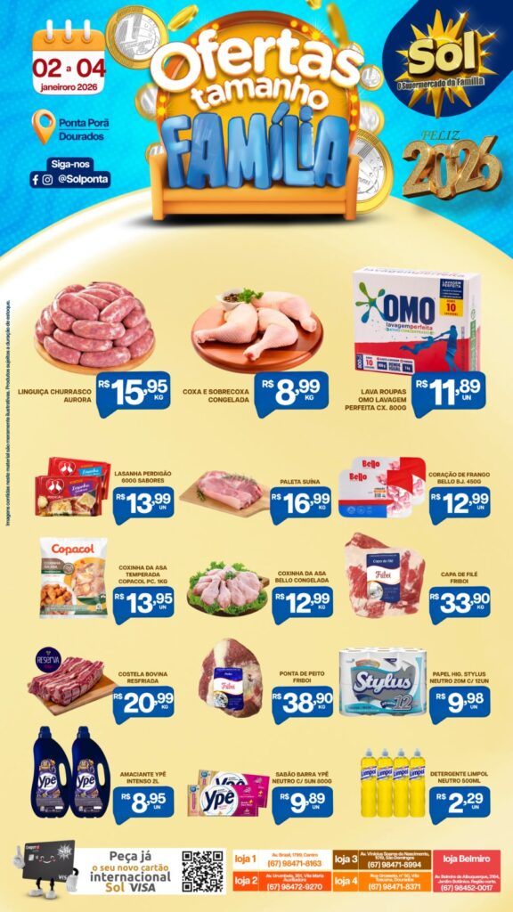 Veja as ofertas Tamanho Família do Supermercado Sol