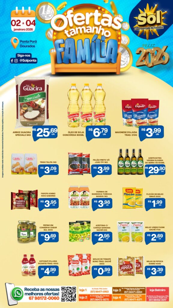 Veja as ofertas Tamanho Família do Supermercado Sol