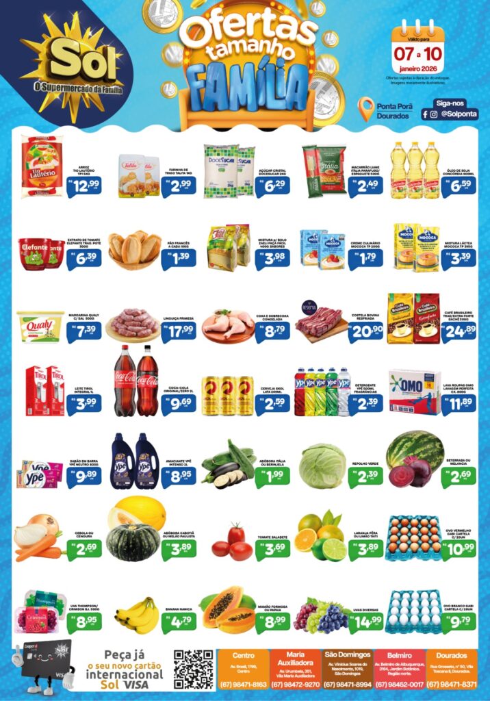 Veja as ofertas Tamanho Família do Supermercado Sol