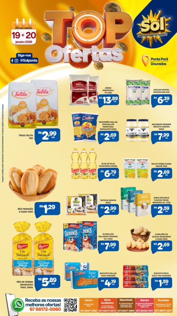 Confira ofertas Tamanho Família do supermercado Sol