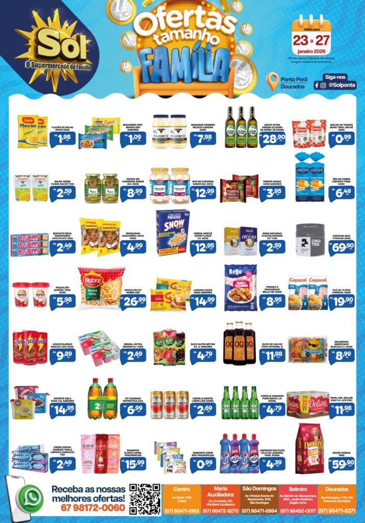 Confira Ofertas Tamanho Família do Supermercado Sol