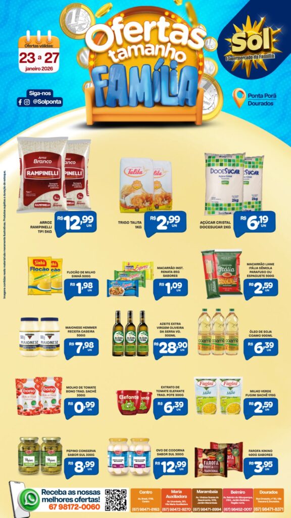 Veja as ofertas Tamanho Família do Supermercado Sol