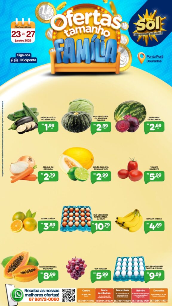 Veja as ofertas Tamanho Família do Supermercado Sol