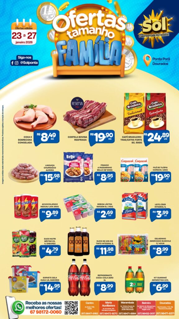 Veja as ofertas Tamanho Família do Supermercado Sol