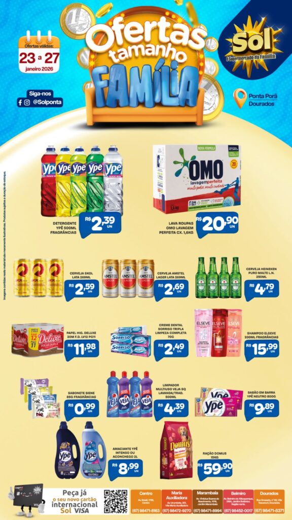 Veja as ofertas Tamanho Família do Supermercado Sol